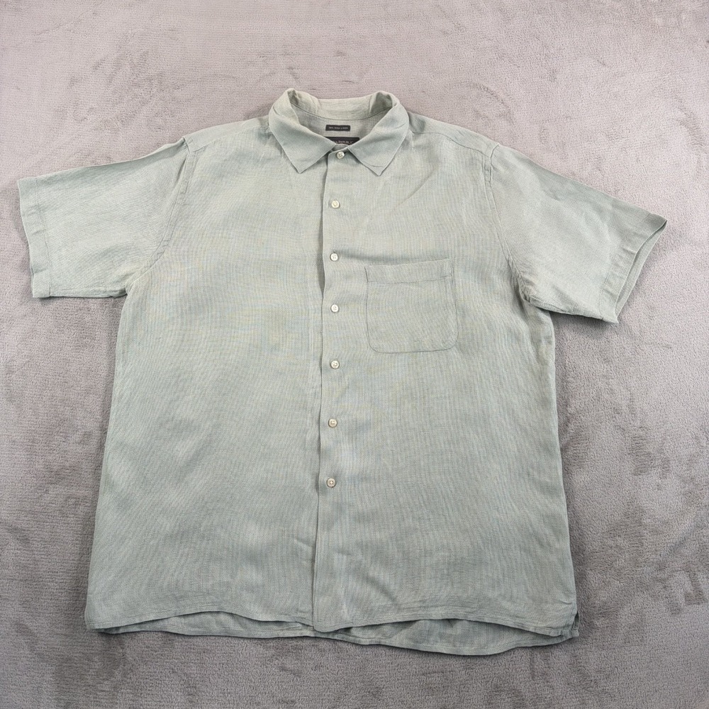 Vintage Banana Republic 100% Irish Linen Button Up Y2K Shirt Light Green Men XL